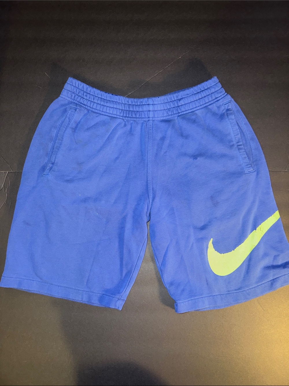 Nike Men’s Royal Blue Athletic Shorts with Neon Swoosh